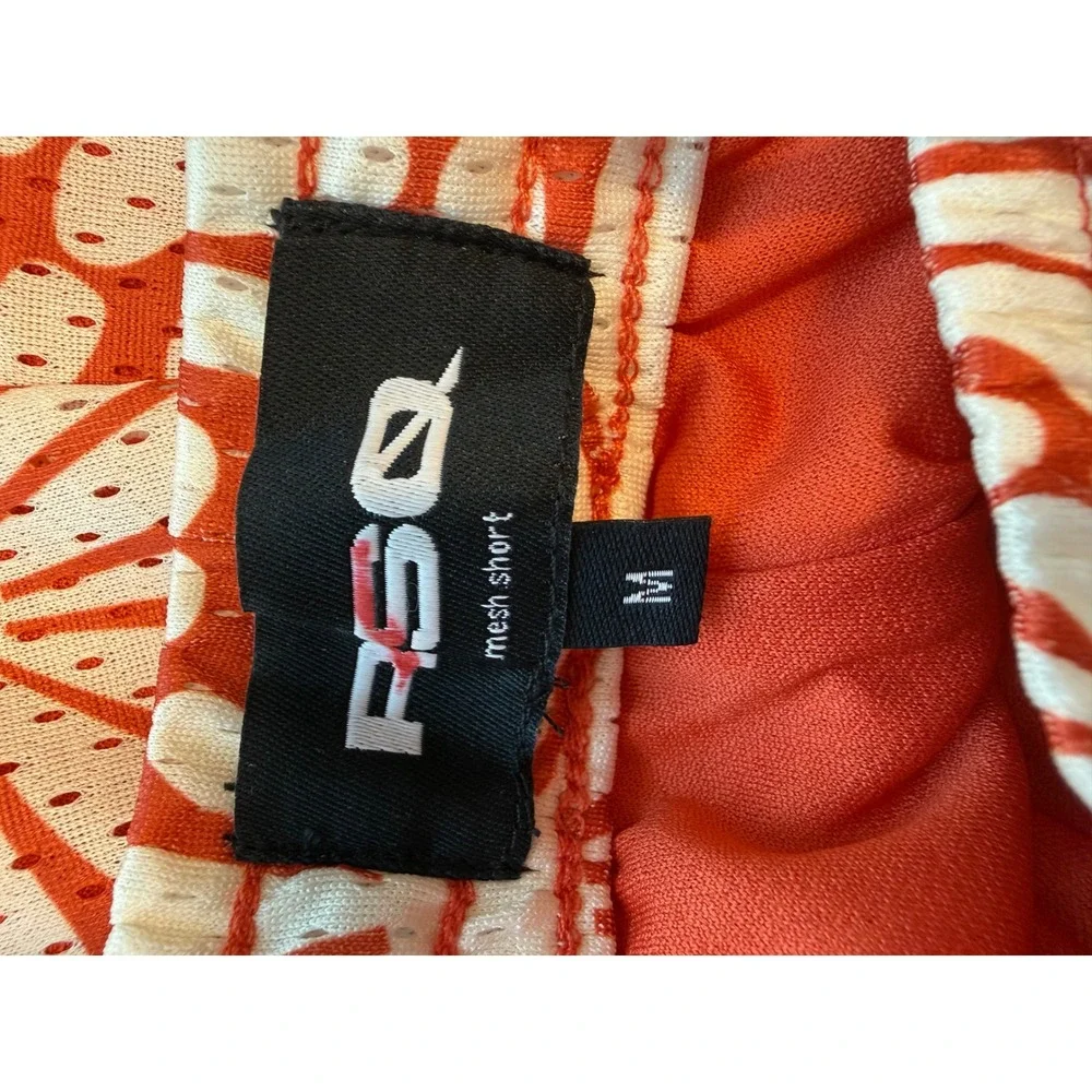 RSQ Mens Orange White Daisy Floral Mesh Shorts 6 Inch Inseam Size Medium NWT
